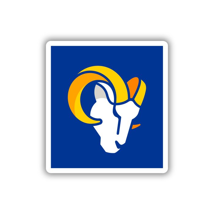 Los Angeles Rams - Ram Head with Blue Background  - Iron On - Custom Size