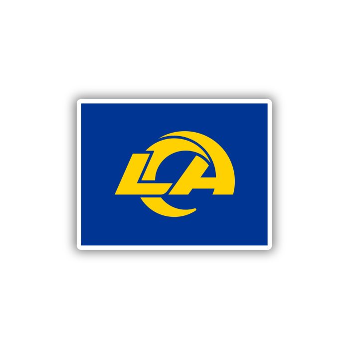 Los Angeles Rams - Yellow LA with Blue Background - Iron On - Custom Size