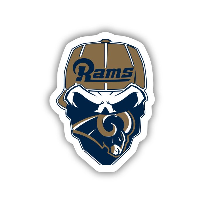 Los Angeles Rams - Skull with Gold Cap - Iron On - Custom Size