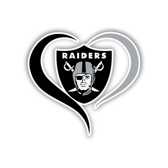 Las Vegas Raiders - Heart - Iron On - Custom Size