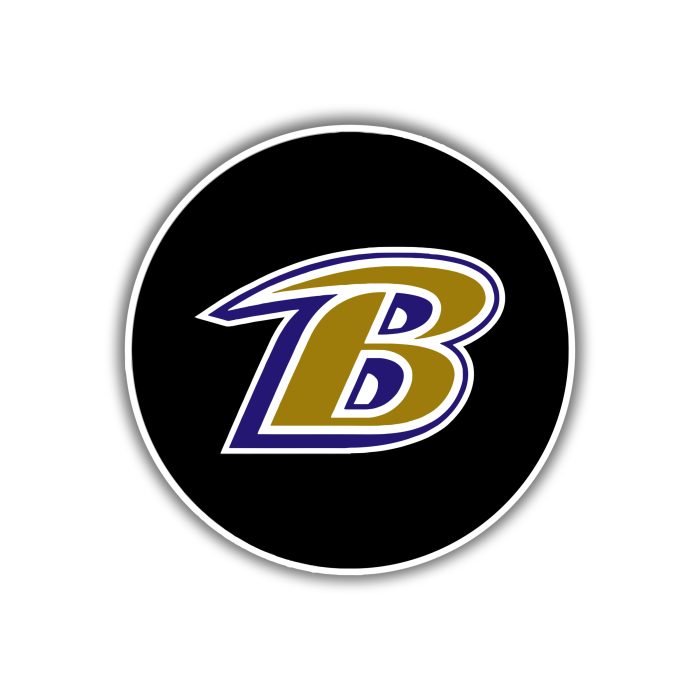 Baltimore Ravens - Black Circle With B - Iron On - Custom Size