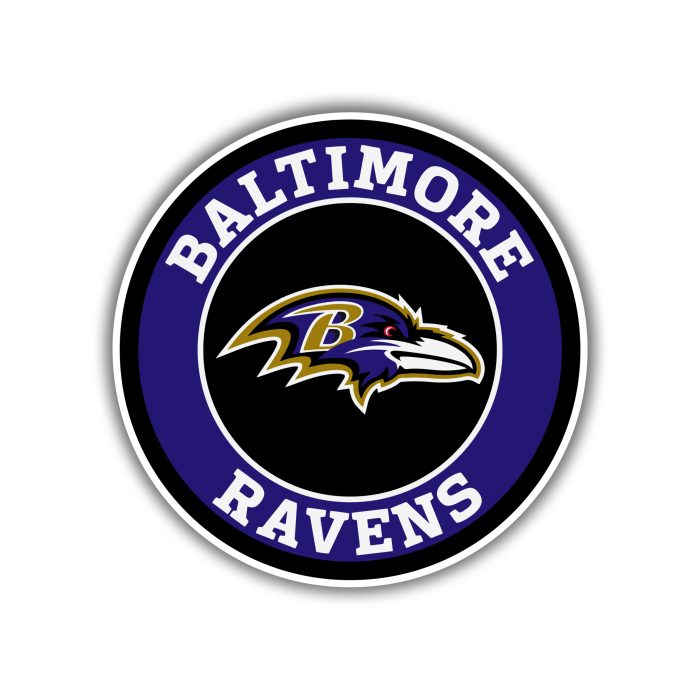 Baltimore Ravens - Purple and Black Circle with Raven - Iron On - Custom Size