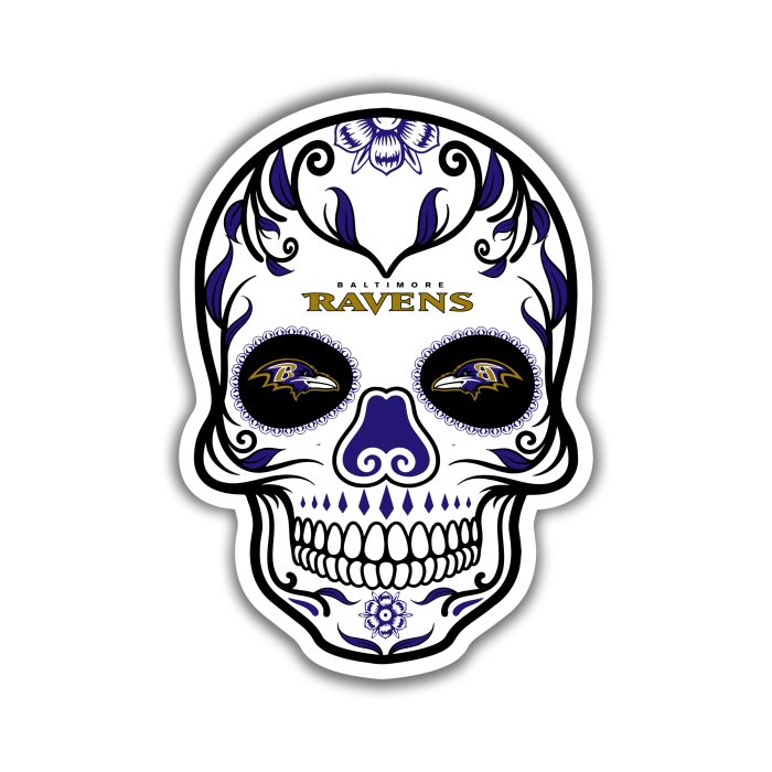 Baltimore Ravens - Sugar Skull - Iron On - Custom Size