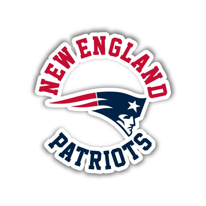 New England Patriots - Red and Blue Words with Head - Iron On - Custom Size