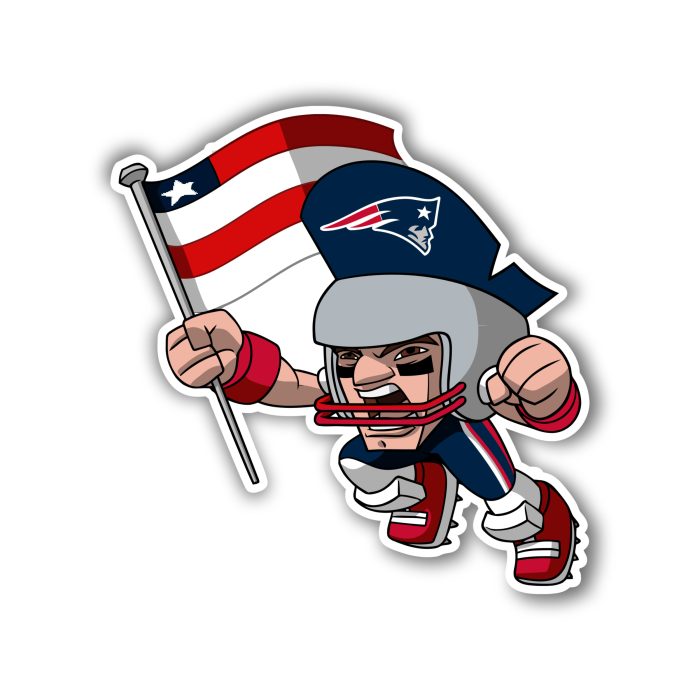 New England Patriots - Player with Flag - Iron On - Custom Size