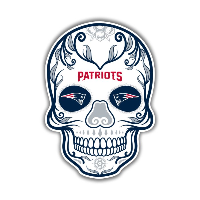 New England Patriots - Sugar Skull - Iron On - Custom Size