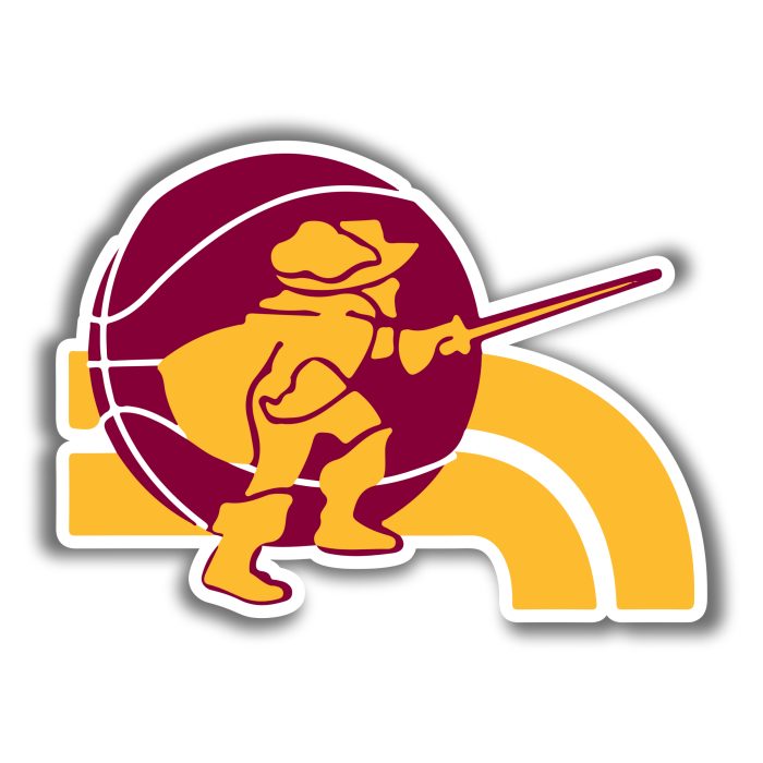 Cleveland Cavaliers - Maroon Basketball With Gold Guy - Iron On - Custom Size