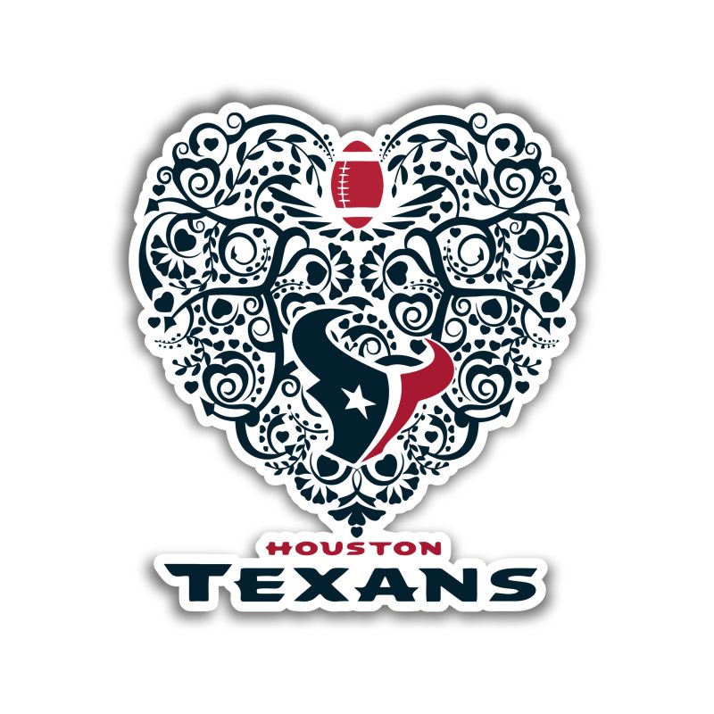 Houston Texans - Heart With Football  - Iron On - Custom Size