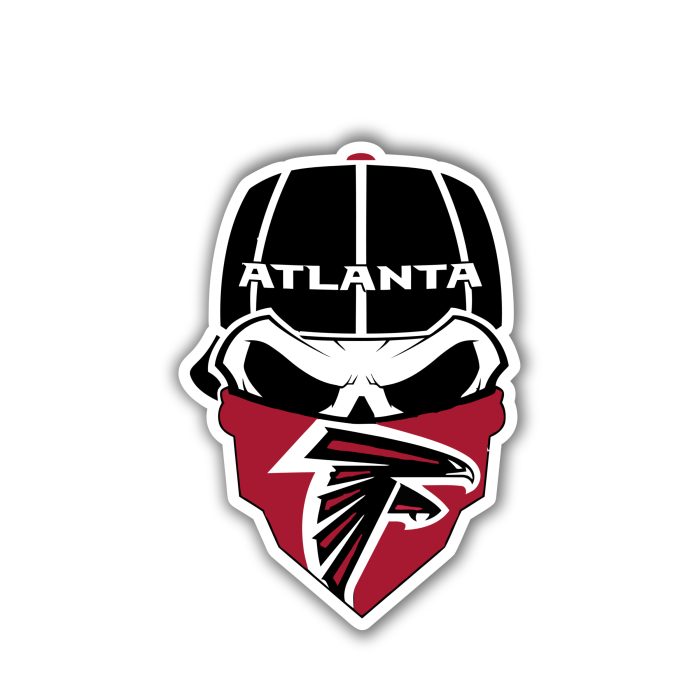 Atlanta Falcons - Skull With Bandana - Iron On - Custom Size