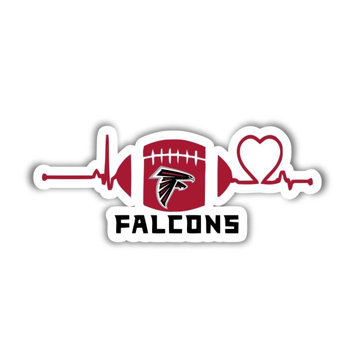 Atlanta Falcons - Football With Heartbeat - Iron On - Custom Size