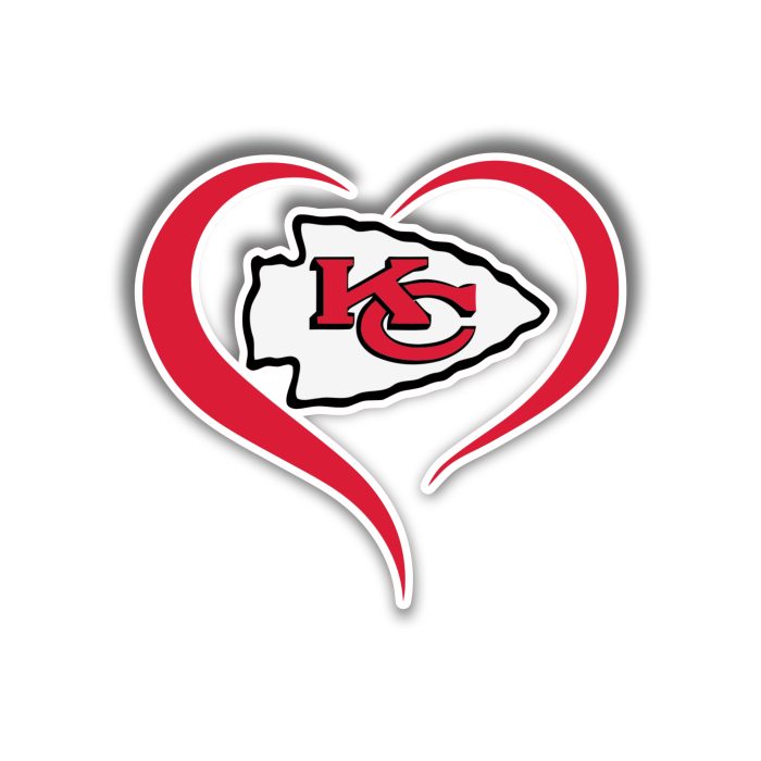 Kansas City Chiefs Heart - Iron On - Custom Size