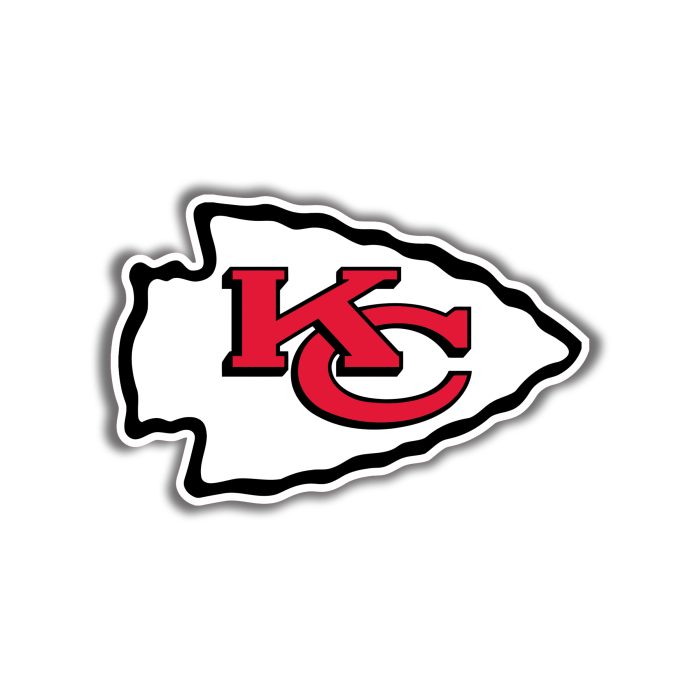 Kansas City Chiefs White Arrowhead  - Iron On - Custom Size