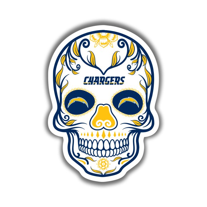 Los Angeles Chargers - Sugar Skull - Iron On - Custom Size