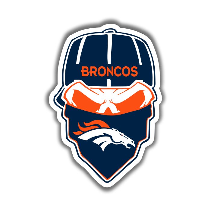 Denver Broncos - Skull with Cap - Iron On - Custom Size