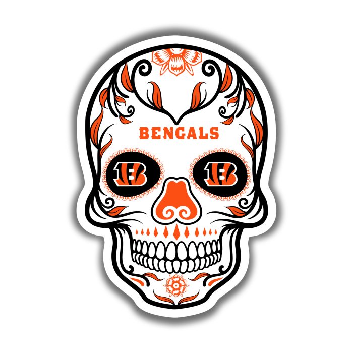 Cincinnati Bengals - Sugar Skull - Iron On - Custom Size