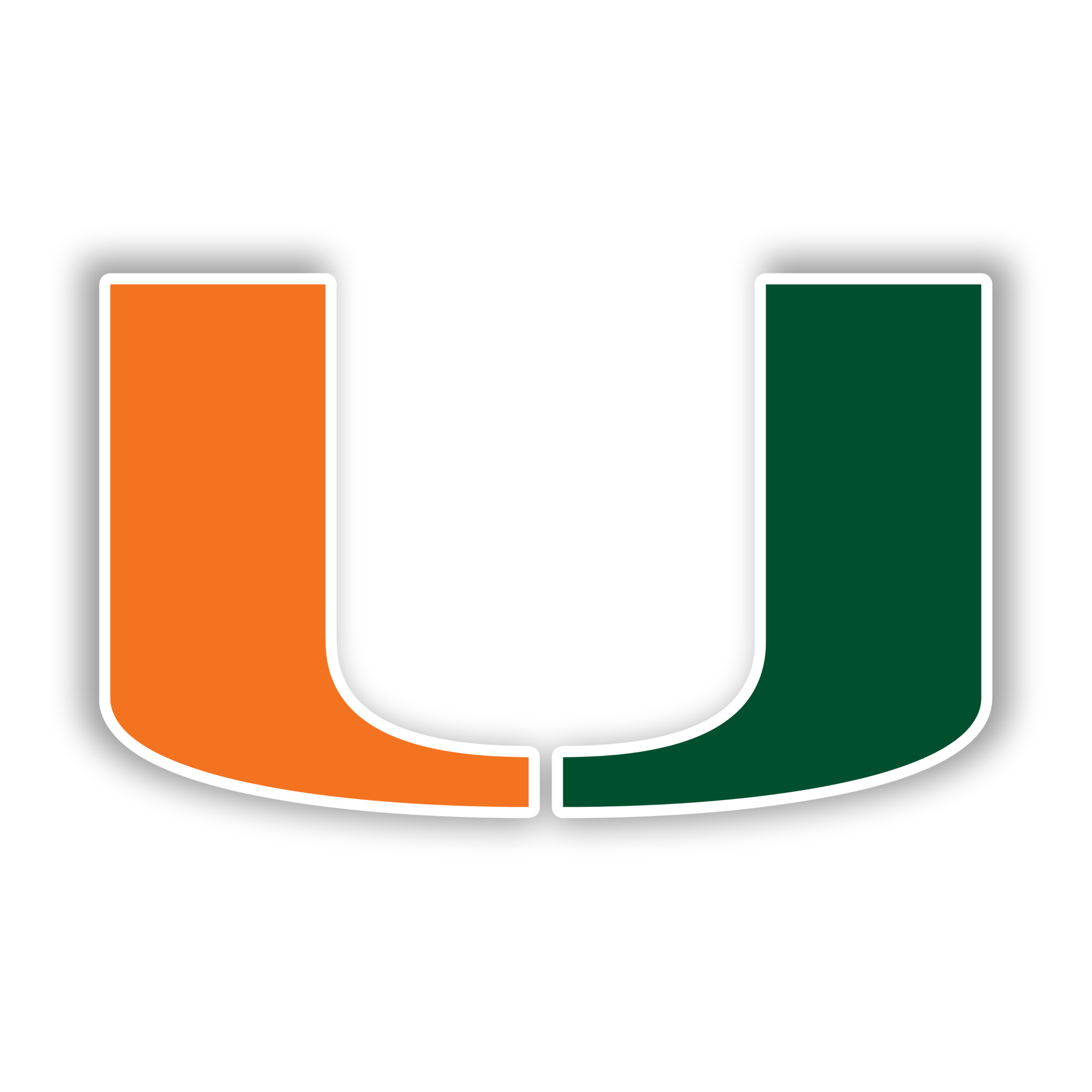 Miami Hurricanes - Orange and Green U - Iron on - Custom Size