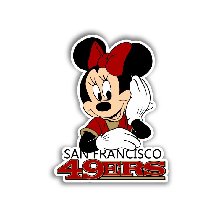 San Francisco 49ers - Minnie Mouse with Letters Below - Iron On - Custom Size