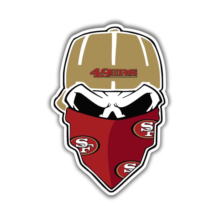 San Francisco 49ers - Skull with Cap - Iron On - Custom Size