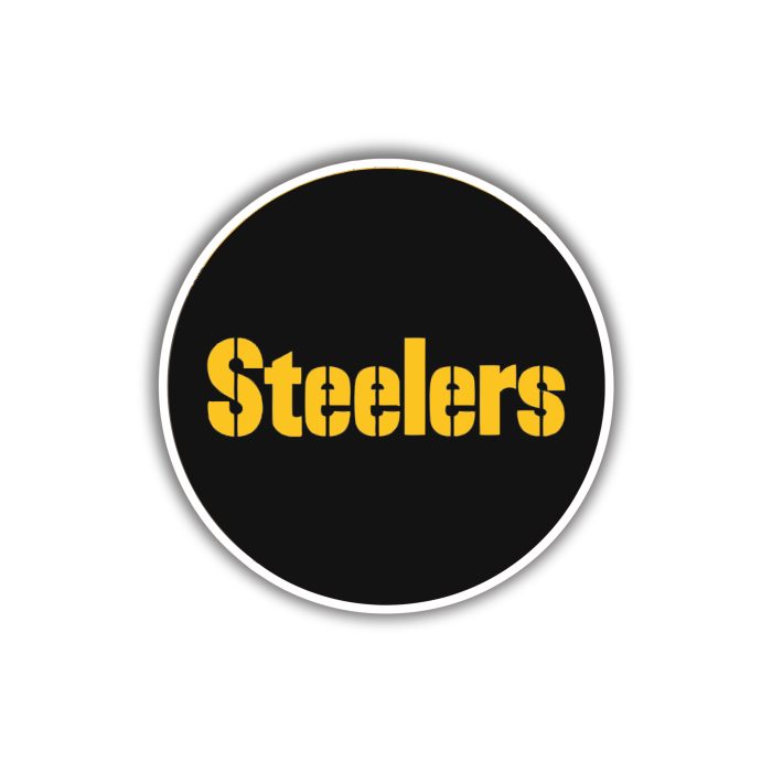 Pittsburgh Steelers - Black Circle with Yellow Steelers - Iron On - Custom Size