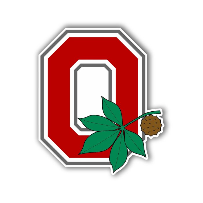 Ohio State Buckeyes - Red O With Leaf - Iron On - Custom Size