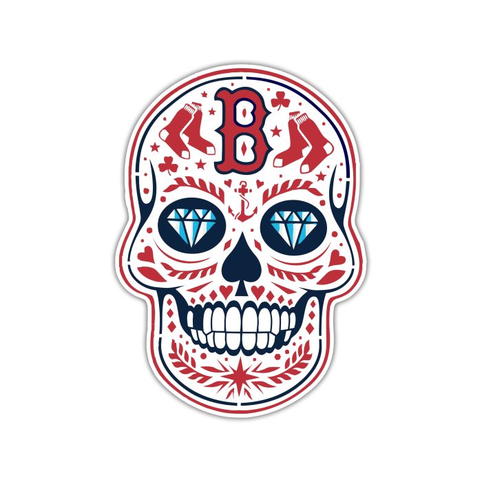 Boston Red Sox - Sugar Skull - Iron On - Custom Size