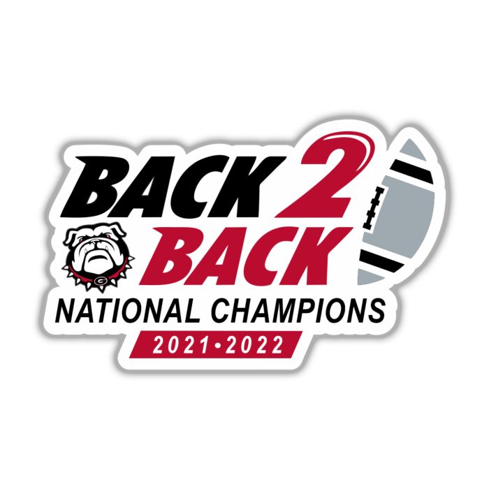 Georgia Bulldogs - White Back 2 Back National Champions 2021-2022  - Iron On - Custom Size