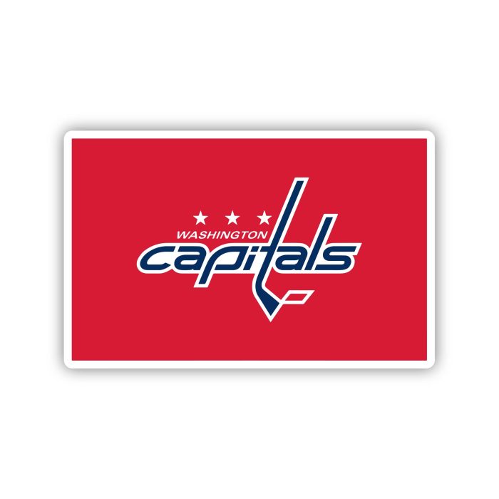 Washington Capitals - Red Rectangle With Name  - Iron On - Custom Size