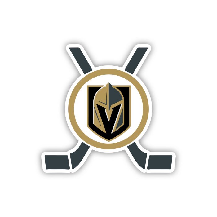 Vegas Golden Knights - Hockey Puck With Hockey Sticks Crossed - Iron On - Custom Size