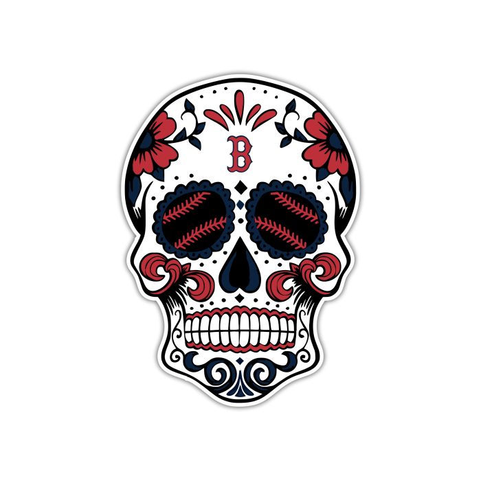 Boston Red Sox - Sugar Skull with Baseball Eyes - Iron On - Custom Size