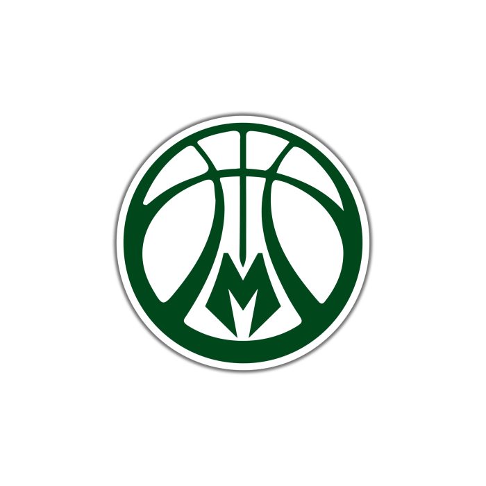 Milwaukee Bucks - Green Basketball With M - Temporary Tattoo