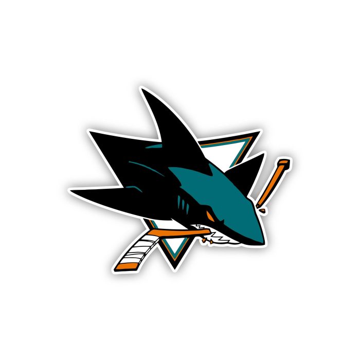 San Jose Sharks - Shark With Hockey Stick  - Iron On - Custom Size