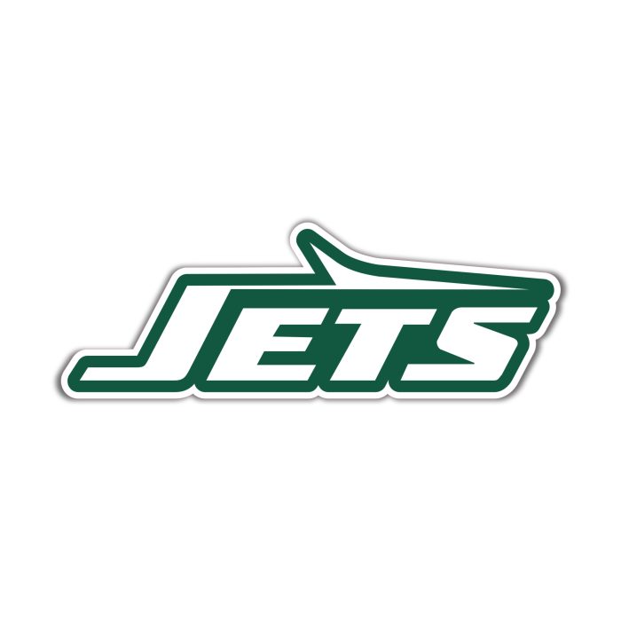 New York Jets - White Jets Green Outline - Iron On - Custom Size