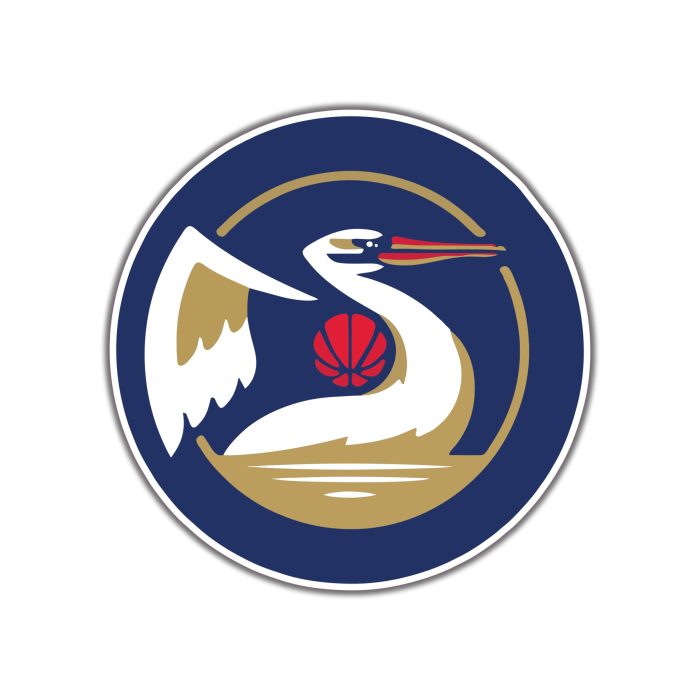New Orleans Pelicans - Blue Circle With Pelican - Iron On - Custom Size