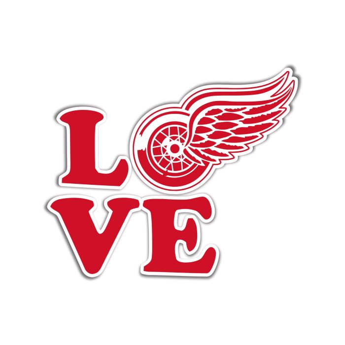 Detroit Red Wings - Love - Iron On - Custom Size