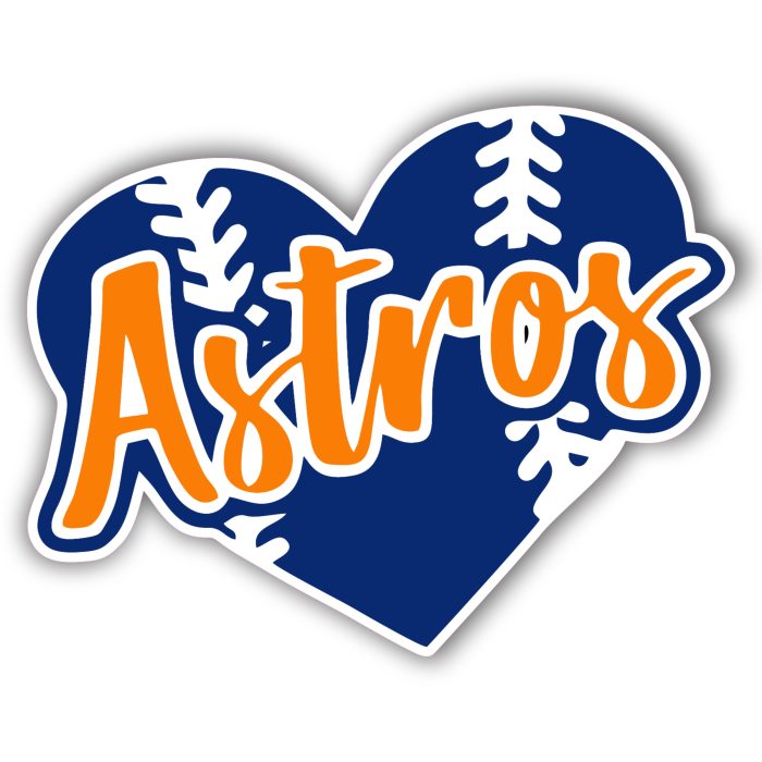 Houston Astros - Baseball Heart - Iron On - Custom Size