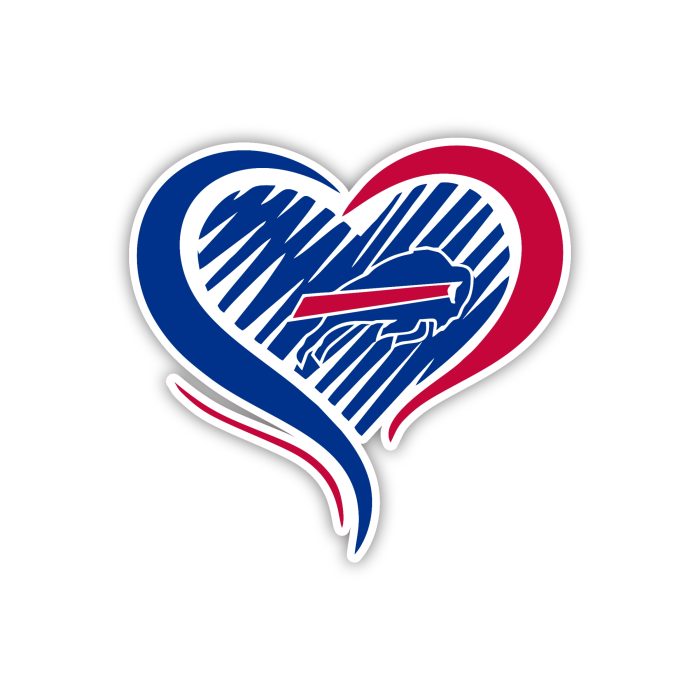 Buffalo Bills - Blue and Red Heart- Iron On - Custom Size