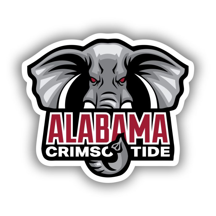 Alabama Crimson Tide - Elephant Head  with Lettering- Iron On - Custom Size