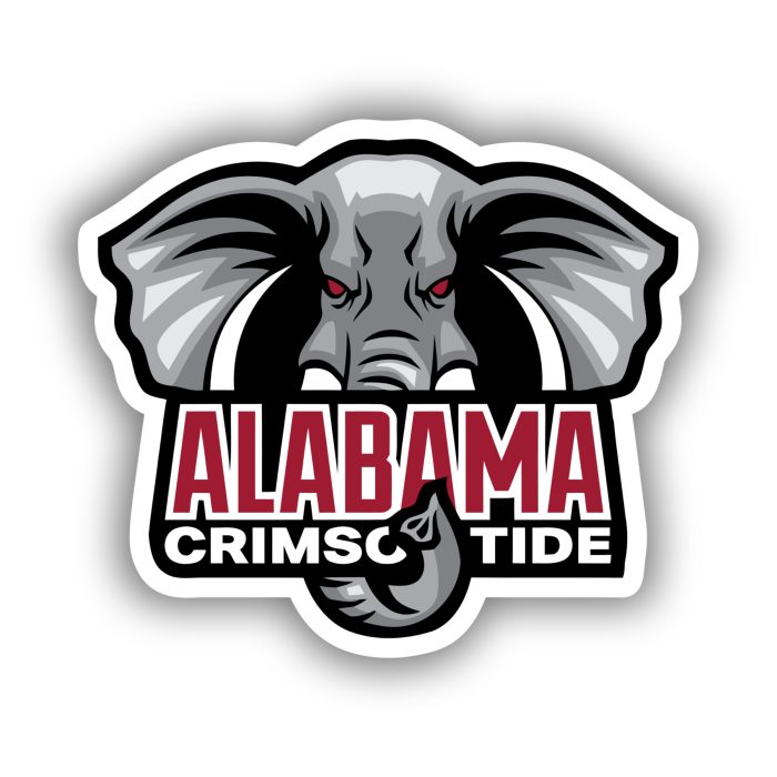 Alabama Crimson Tide - Elephant Head with Lettering - Temporary Tattoo