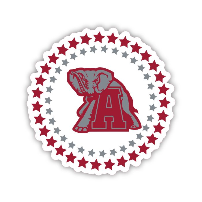 Alabama Crimson Tide - Elephant with Stars - Iron On - Custom Size