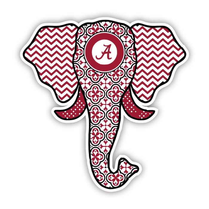 Alabama Crimson Tide - Patterned Elephant - Temporary Tattoo