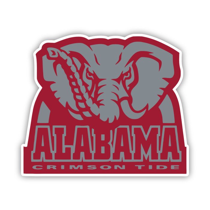 Alabama Crimson Tide - Gray and Crimson Elephant - Temporary Tattoo