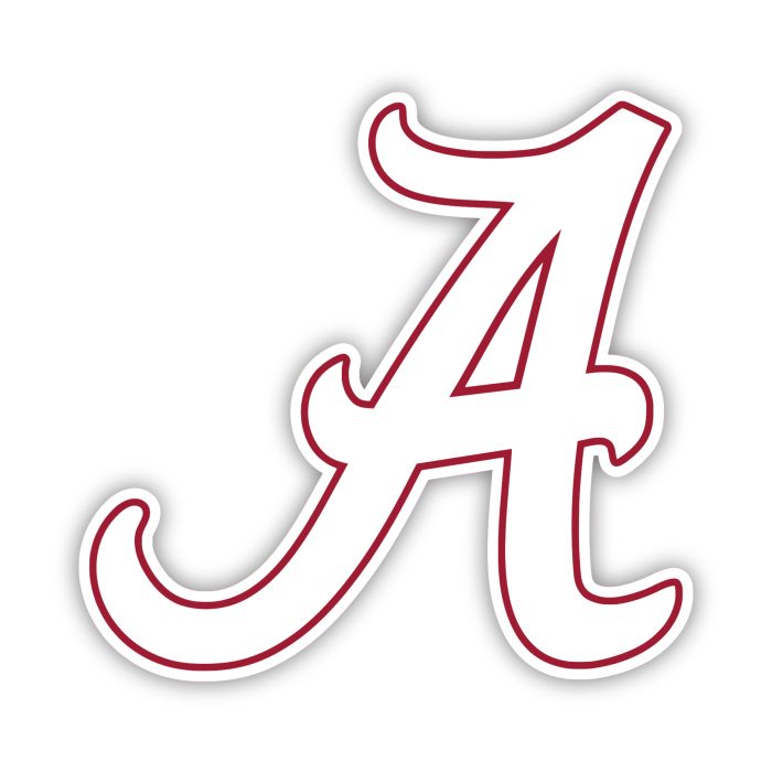 Alabama Crimson Tide - White A - Temporary Tattoo