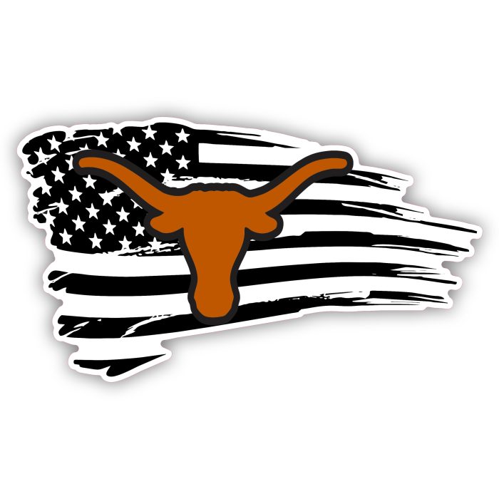 Texas Longhorns - Flag with Orange Head - Iron On - Custom Size