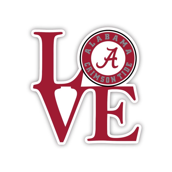 Alabama Crimson Tide - Love - Temporary Tattoo