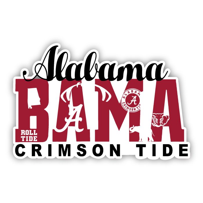 Alabama Crimson Tide - Crimson and Black Lettering - Temporary Tattoo