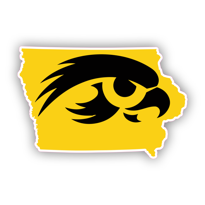 Iowa Hawkeyes - Yellow State  - Iron On - Custom Size