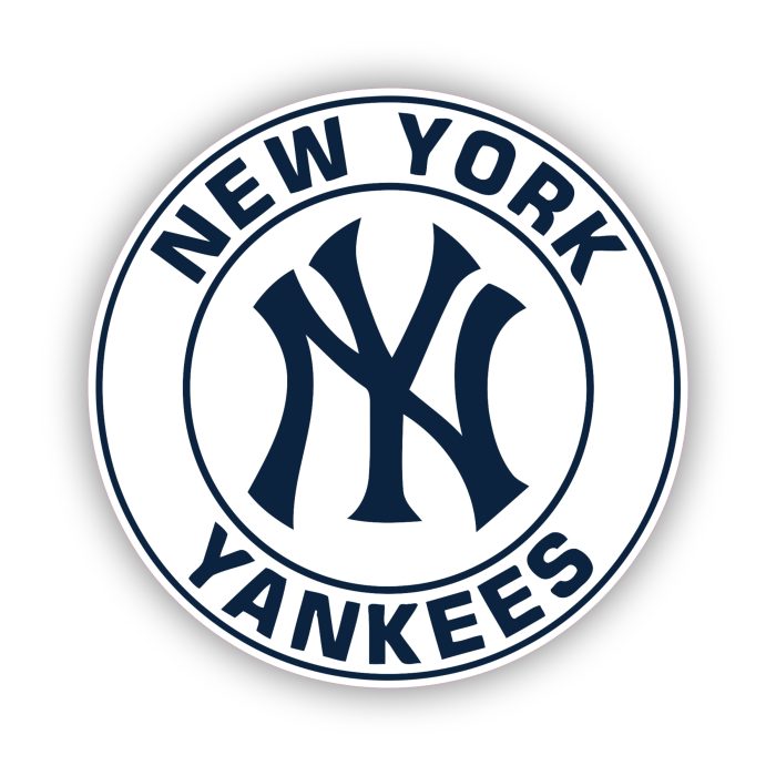 New York Yankees - White Circle Dark Blue Words - Iron On - Custom Size