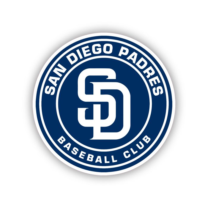 San Diego Padres - Blue Circle with White Name - Iron On - Custom Size