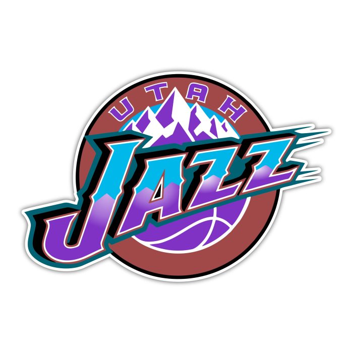 Utah Jazz - Orange Circle with Name And Purple Mountain - Iron On - Custom Size