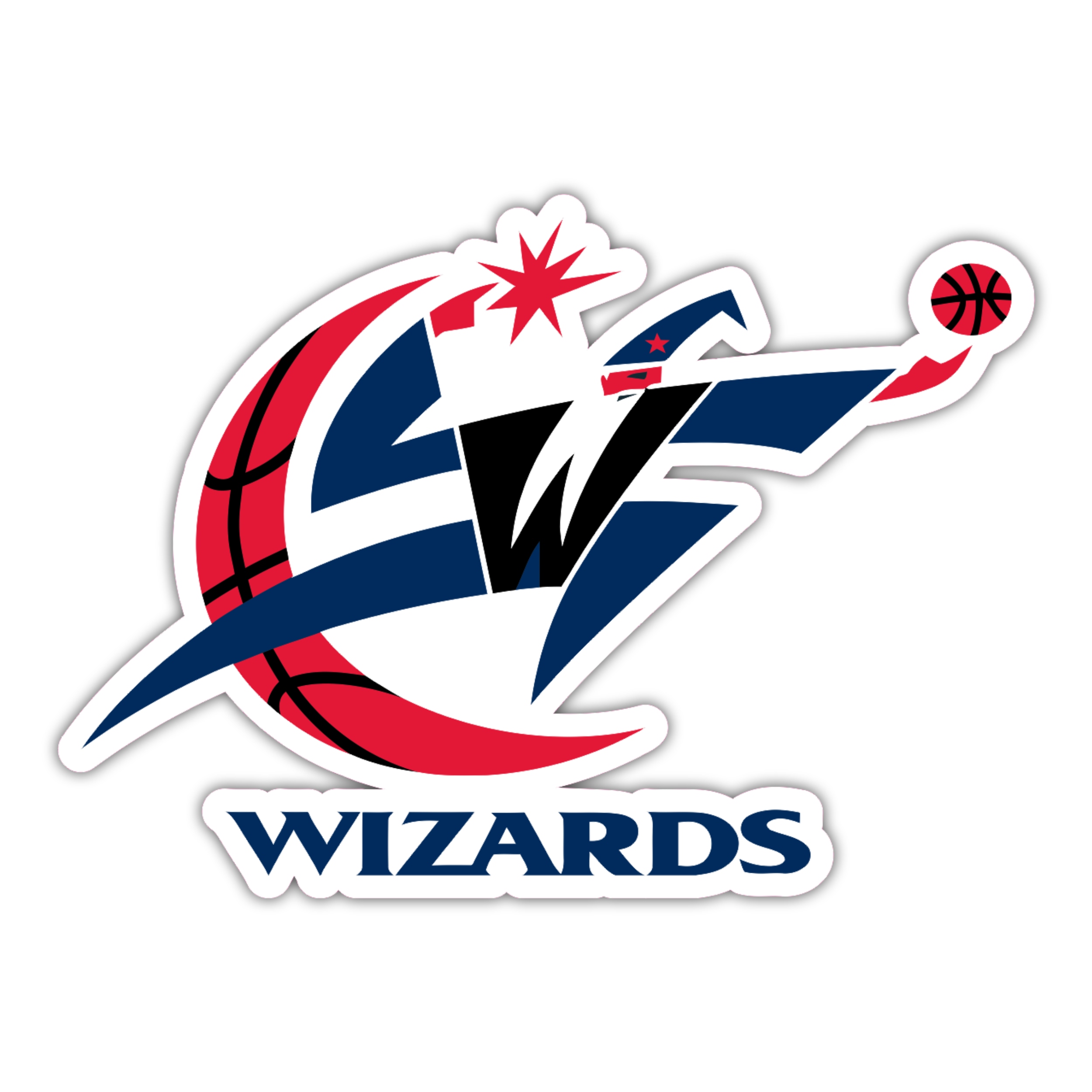 Washington Wizards - Blue Wizard Holding Basketball - Temporary Tattoo